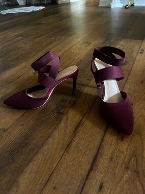 Women's Burgundy Pointed-Toe Strappy High Heels